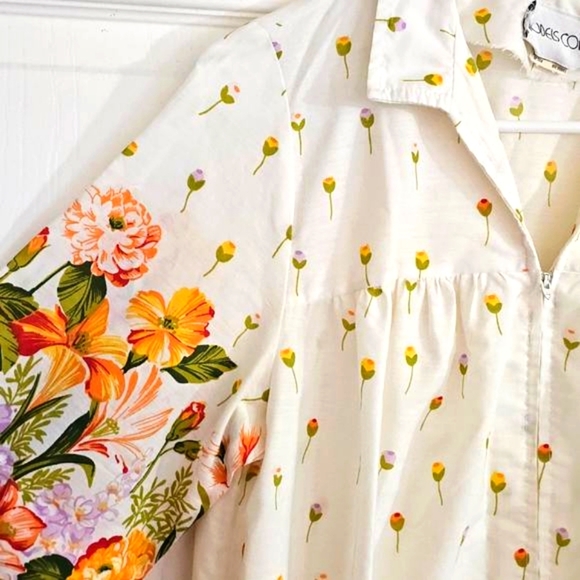 Vintage Models Coat Womens Housecoat Nightgown Pajamas 12 Relaxed Lounge Tulips - Picture 4 of 9